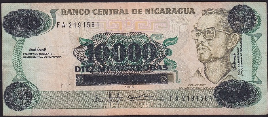 Nikaragua 10000 Cordobas 1989 - Sürsajlı - Çok Temiz