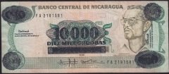 Nikaragua 10000 Cordobas 1989 - Sürsajlı - Çok Temiz