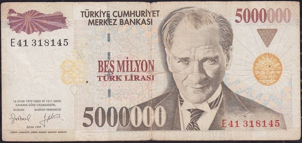 7.Emisyon 5 000 000 Lira E41 318145 Çok Temiz