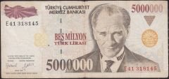 7.Emisyon 5 000 000 Lira E41 318145 Çok Temiz