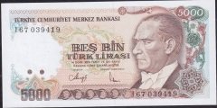 7.Emisyon 4.Tertip 5000 Lira I67 039419 Çil