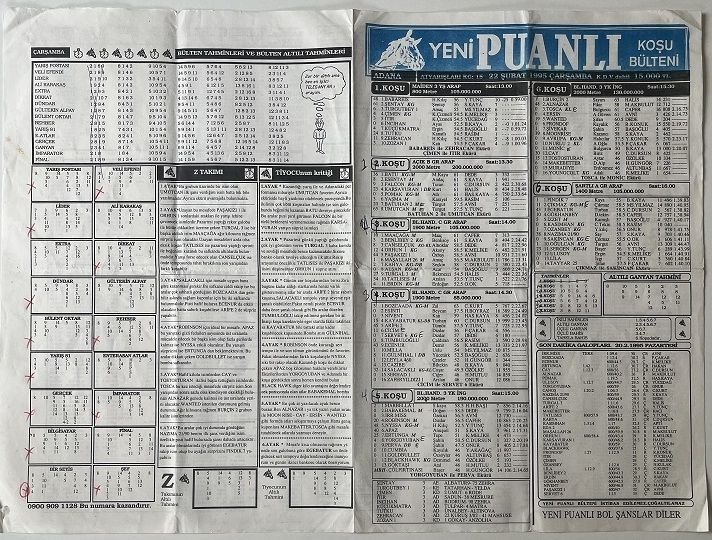 Yeni Puanlı Ganyan Gazetesi 1995