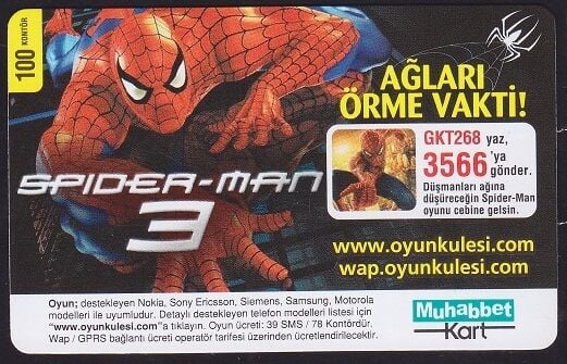 Turkcell Muhabbet Kart 100 Kontör 2009 Spider Man 3