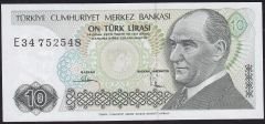 7.Emisyon 2.Tertip 10 Lira E34 752548 Çilaltı Çil
