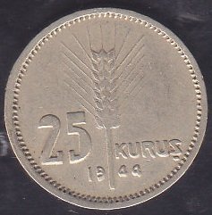1944 Yılı 25 Kuruş Çok Temiz