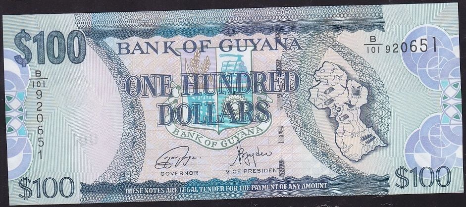 Guyana 100 Dolar 2005 - 2016 Çilaltı Çil Pick 36d