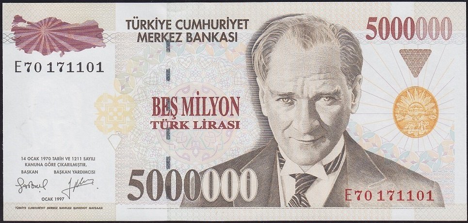 7.Emisyon 5 000 000 Lira E70 171101 Çilaltı Çil