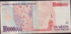 7.Emisyon 10 000 000 Lira D25 392283 Çok Temiz+