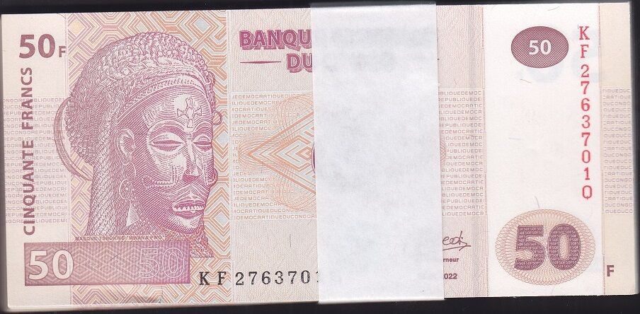 Kongo 50 Frank 2022 Deste (100 Adet) Çil