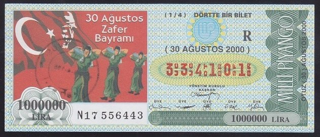 2000 30 AĞUSTOS ÇEYREK BİLET