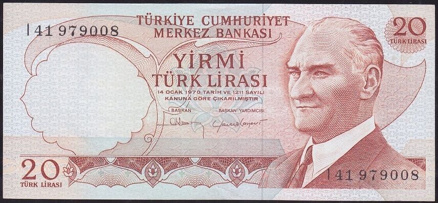 6.Emisyon 4.Tertip 20 Lira I41 979008 Çilaltı