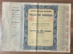 Hisse Senedi - VİLLE DE BİZERTE Tunus 1911 ( 43 X 31 cm )