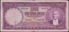 5.Emisyon 1000 Lira Seri D8 00475 Çok Temiz