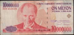 7.Emisyon 10 000 000 Lira A09 113628 Temiz