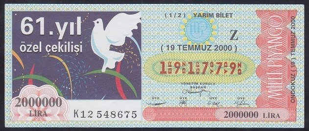 2000 19 TEMMUZ YARIM BİLET