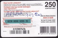 Turkcell Hazır Kart 250 Kontör 2009