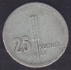 1935 Yılı 25 Kuruş Çok Temiz - Gümüş