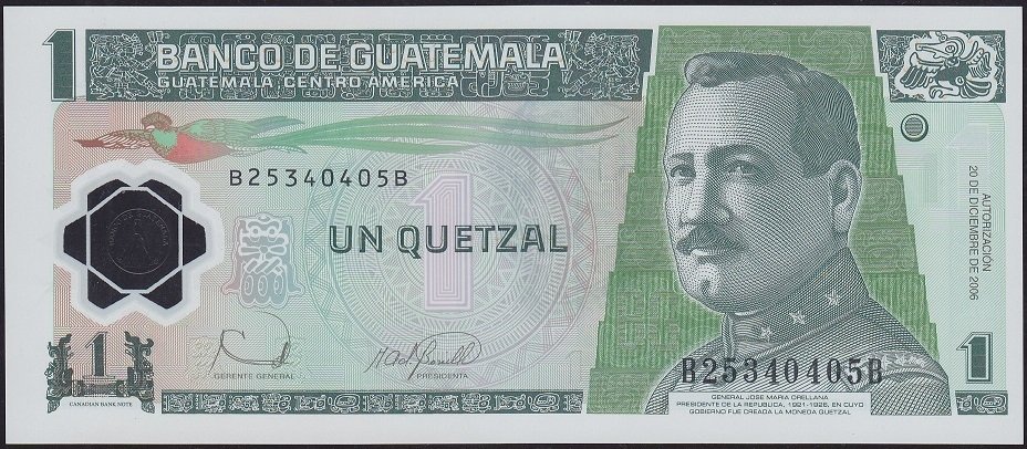 Guatemala 1 Quetzal 2006 Ççt Çilaltı Polymer