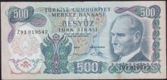 6.Emisyon 2.Tertip 500 Lira Z91 019542 Çok Temiz