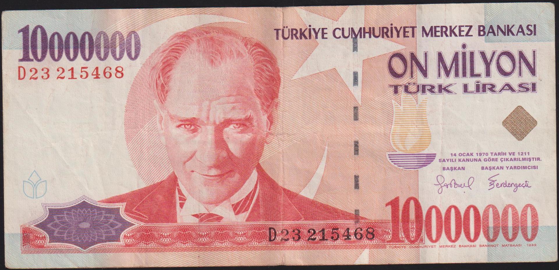 7.Emisyon 10 000 000 Lira D23 215468 Çok Temiz