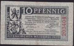 ALMANYA 10 PFENNİNG NOTGELD 1920 ÇOK TEMİZ