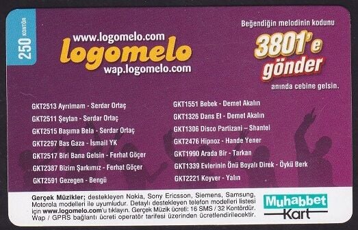 Turkcell Muhabbet Kart 250 Kontör Logomelo