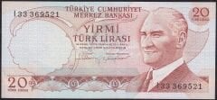 6.Emisyon 4.Tertip 20 Lira I33 369521 Ççt Çilaltı