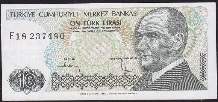7.Emisyon 2.Tertip 10 Lira E18 237490 Çok Çok Temiz