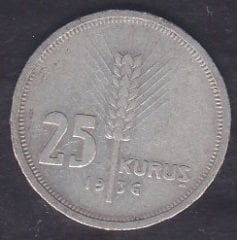 1936 Yılı 25 Kuruş Çok Temiz - Gümüş