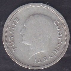 1936 Yılı 25 Kuruş Çok Temiz - Gümüş