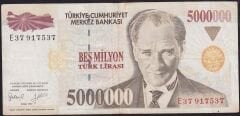7.Emisyon 5 000 000 Lira E37 917537 Çok Temiz