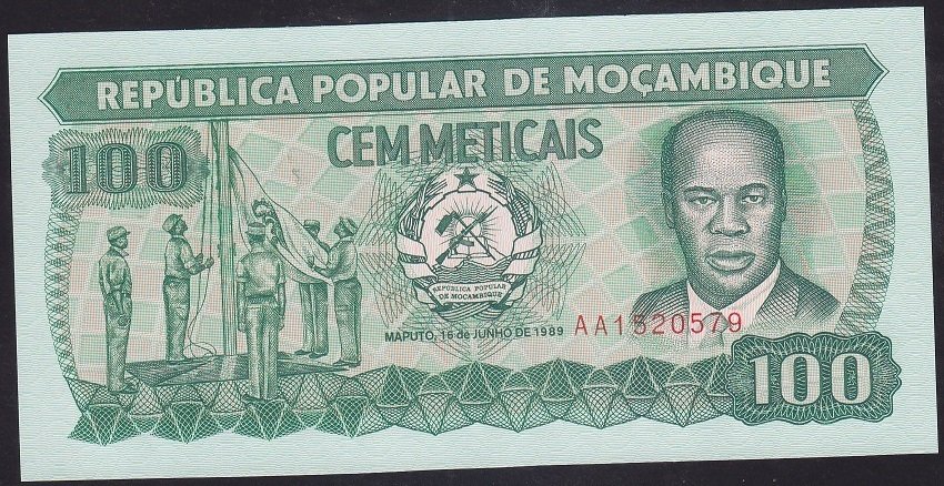 MOZAMBİK 100 METICAIS 1989 ÇİLALTI ÇİL AA eski kağıt para fiyatları