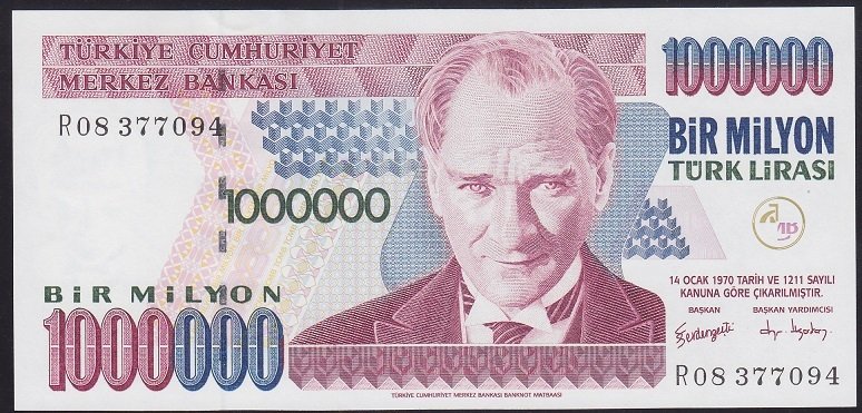 7.EMİSYON 3.TERTİP 1 000 000 LİRA R08 377094 ÇİL