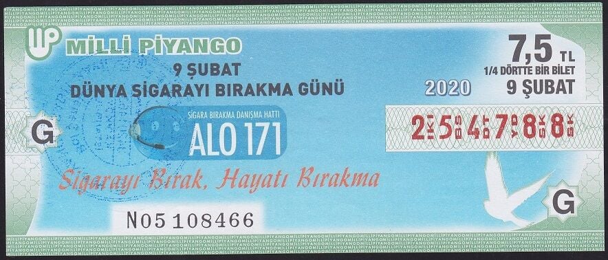 2020 9 Şubat Çeyrek Bilet - G Serisi