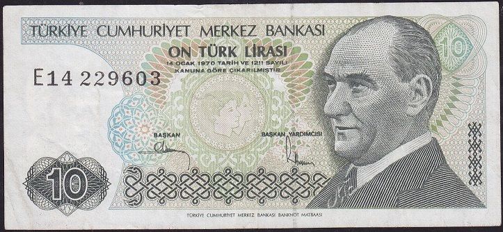 7.Emisyon 2.Tertip 10 Lira E14 229603 Çok Temiz+