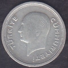 1937 Yılı 25 Kuruş Çok Temiz - Gümüş