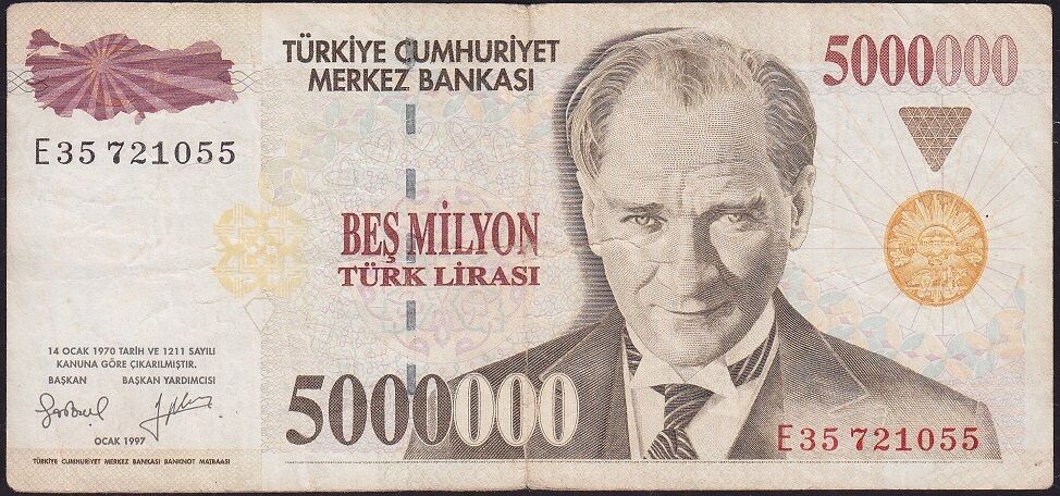 7.Emisyon 5 000 000 Lira E35 721055 Çok Temiz