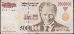 7.Emisyon 5 000 000 Lira E35 721055 Çok Temiz