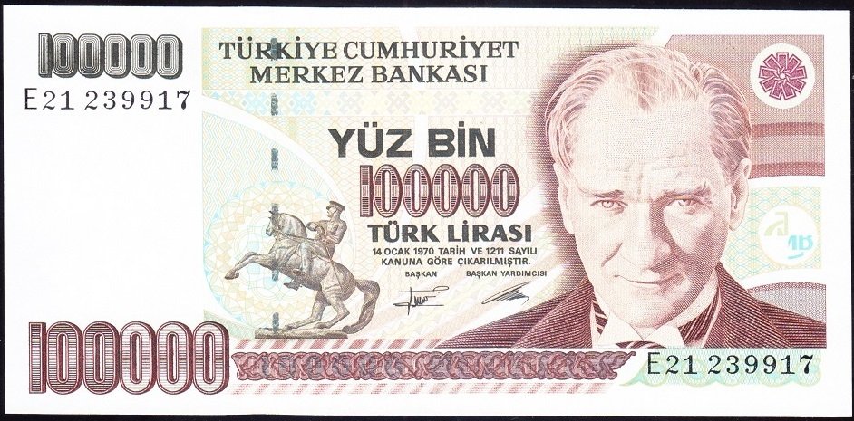 7.Emisyon 2.Tertip 100000 Lira E21 239917 Çil