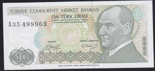 7.EMİSYON 1.TERTİP 10 LİRA A35 499963 ÇÇT +