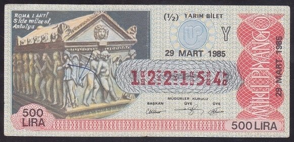 1985 29 MART YARIM BİLET Y SERİSİ