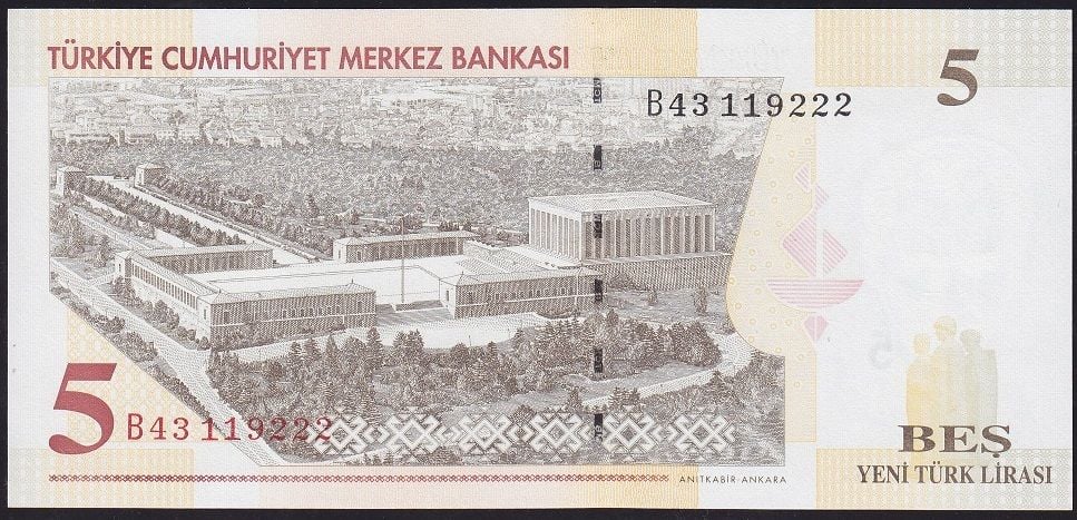 8.Emisyon 5 YTL B43 119222 Çil