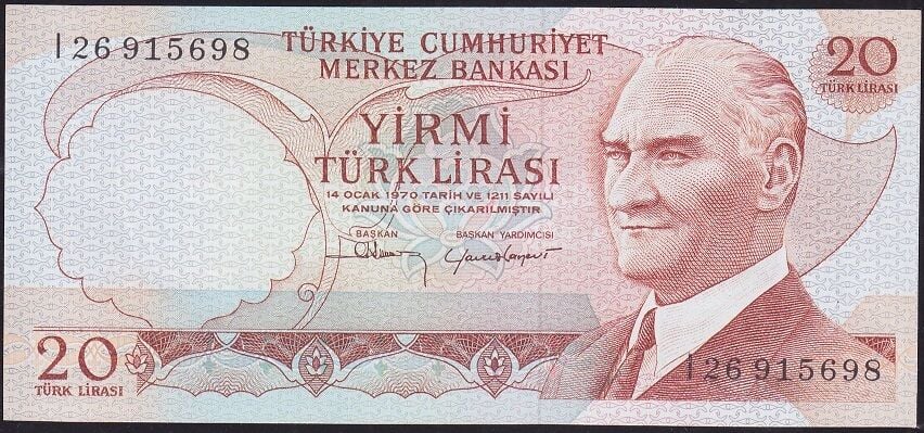 6.Emisyon 4.Tertip 20 Lira I26 915698 Çil