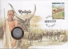 Rwanda 2 Frank 1970 İlk Gün Zarfında Damgalı Pullu