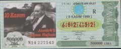 1999 9 Kasım Çeyrek Bilet - R Serisi