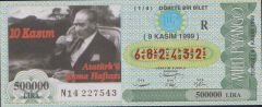 1999 9 Kasım Çeyrek Bilet - R Serisi