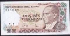 7.Emisyon 4.Tertip 5000 Lira I67 039426 Çil