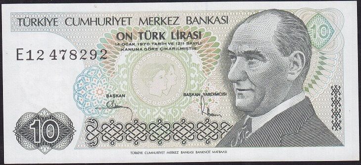 7.Emisyon 2.Tertip 10 Lira E12 478292 Çilaltı