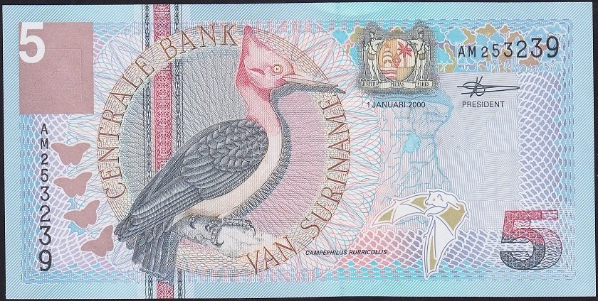 Suriname 5 Gulden 2000 Çil