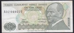 7.EMİSYON 1.TERTİP 10 LİRA A32 049227 ÇOK TEMİZ +